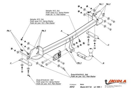 Фаркоп Imiola для Mazda 323 хетчбек 5 дв. (1998-2003) твердое крепление № X.012