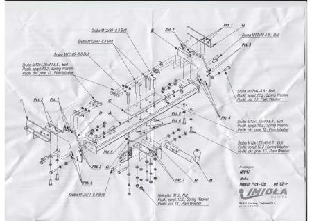 Фаркоп Imiola для Nissan NP300 D22 Pick-up 4WD, без ступеньки (2005-2014) № N.017