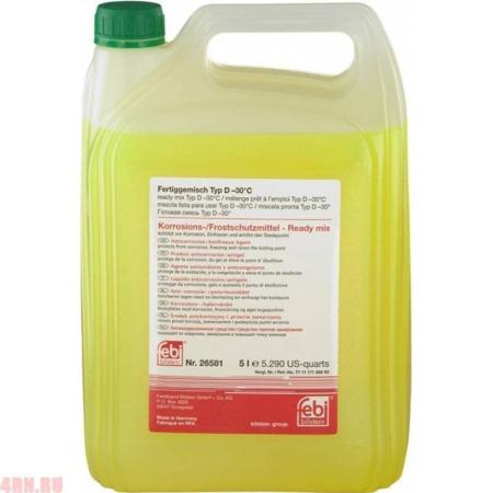 Антифриз FEBI Ready Mix Typ D готовый -30C желтый 5 л RENAULT Typ D желтый артикул 26581