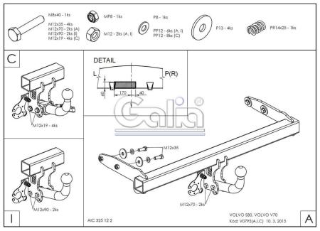 Фаркоп Galia для Volvo V70 (2007-2016) № V079A