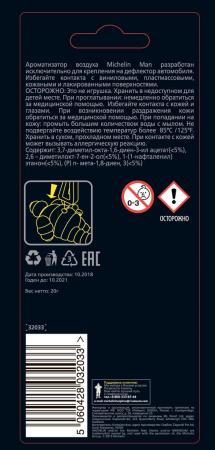 Ароматизатор воздуха MICHELIN 3D Бибендум, крепление на дефлектор "спорт" № 32033