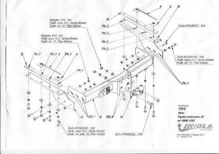 Фаркоп Imiola усиленный для Toyota Land Cruiser Prado 90 (1996-2002) № T.016