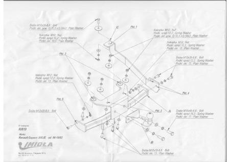 Фаркоп Imiola для Renault Espace (1997-2002) твердое крепление № R.019