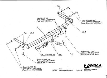 Фаркоп Imiola для Volkswagen Polo седан (2010-2020) № W.040