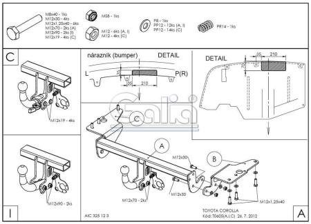 Фаркоп Galia для Toyota Corolla E150 седан (2007-2013) № T060A
