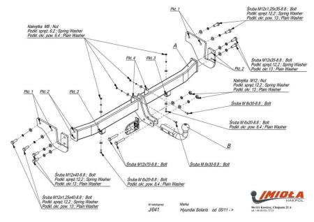 Фаркоп Imiola для Hyundai i40 (2012-2019) № J.041