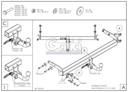 Фаркоп Galia быстросъемный для Hyundai Tucson (2018-2020) № H103C