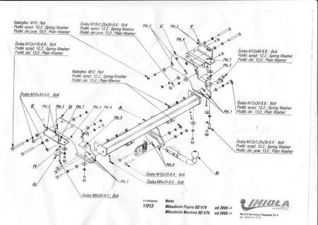 Фаркоп Imiola для Mitsubishi Pajero 3 V70 5дв. (2000-2007) № Y.013