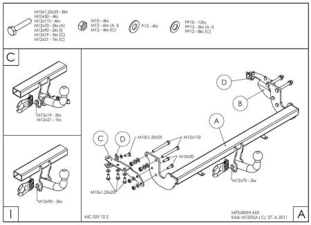 Фаркоп Galia быстросъемный для Citroen C4 Aircross (2012-2017) № M122C