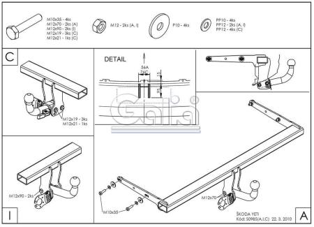 Фаркоп Galia для Skoda Yeti 2WD/4WD (2009-2017) № S098A