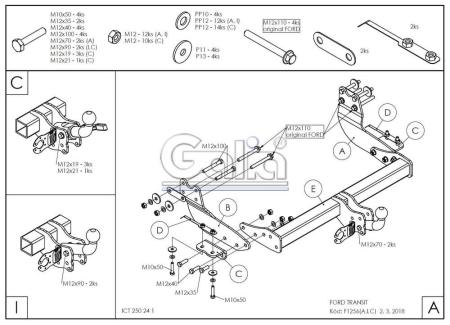 Фаркоп Galia для Ford Transit (2013-2024) № F125A